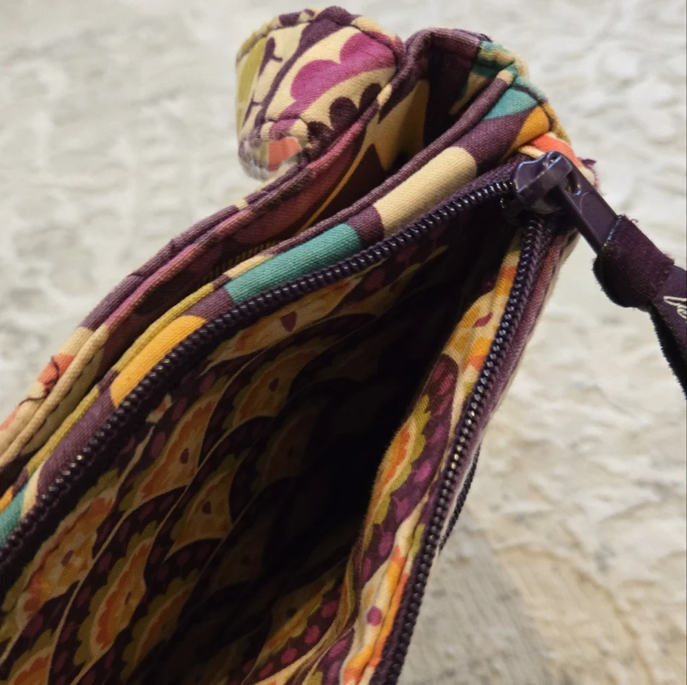 Vera Bradley Purple and Green Crossbody Bag with Adjustable Strap